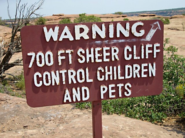 No joke. There is an extremely vertical 700-foot drop exactly where that arrow is pointing.