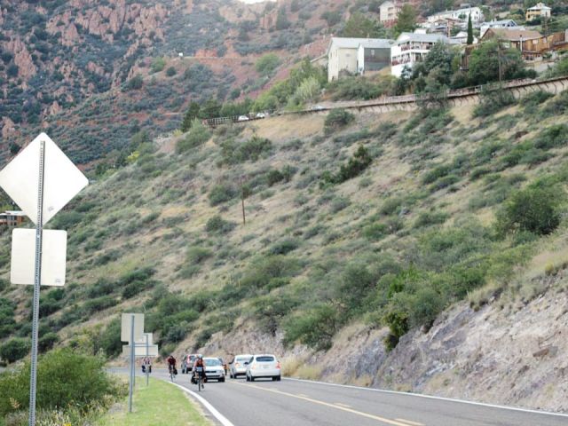 In this picture you can get some sense of how steep the road to Jerome is since you can see the next switchback above us.