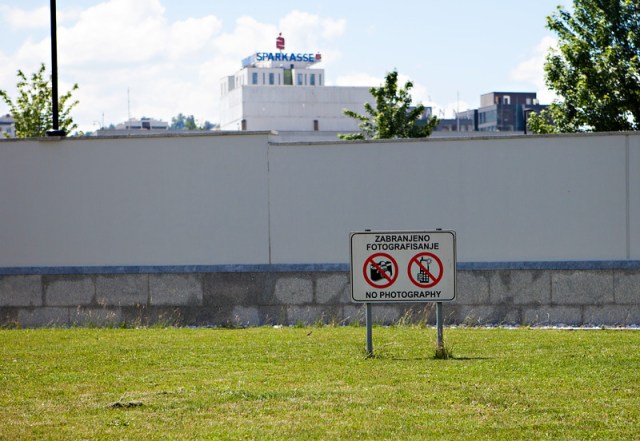 One of the embassy's walls. Don't tell them we took a picture!